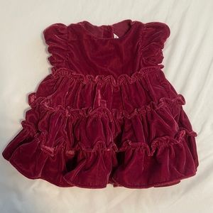 Beautiful Janie and Jack crimson/burgundy velvet dress